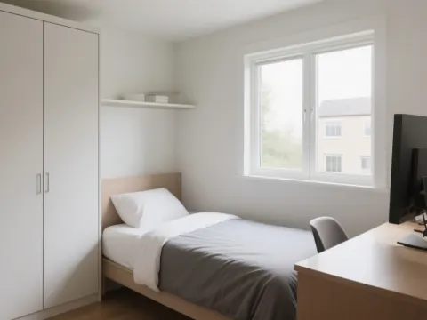 AI-generated small bedroom demo photo