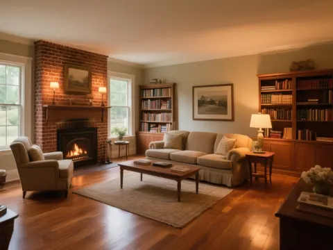 AI-generated cozy living room demo photo